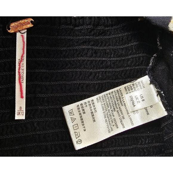 Free People Top Bijou Square Neck Floral Ruffle Sleeve Shoulder Tie Size 8 boho - Picture 7 of 9